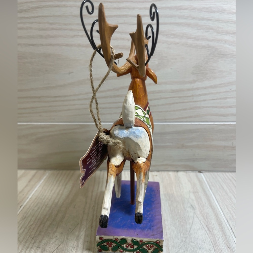 2004 Jim Shore Heartwood Creek Dash Away Reindeer Green Blanket 118111 w/ Box - Picture 7 of 14